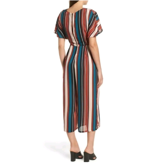 Leith Striped Tie Waist Wide Leg Cropped Jumpsuit - Picture 3 of 13